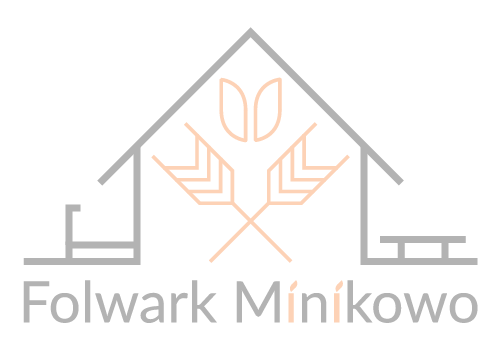 Logo Folwarku Minikowo, wersja ciemna kwadratowa.