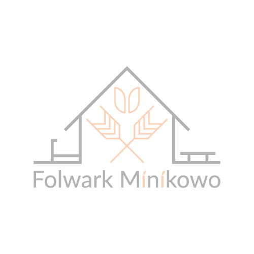 Logo Folwarku Minikowo, wersja ciemna kwadratowa, powiększona.