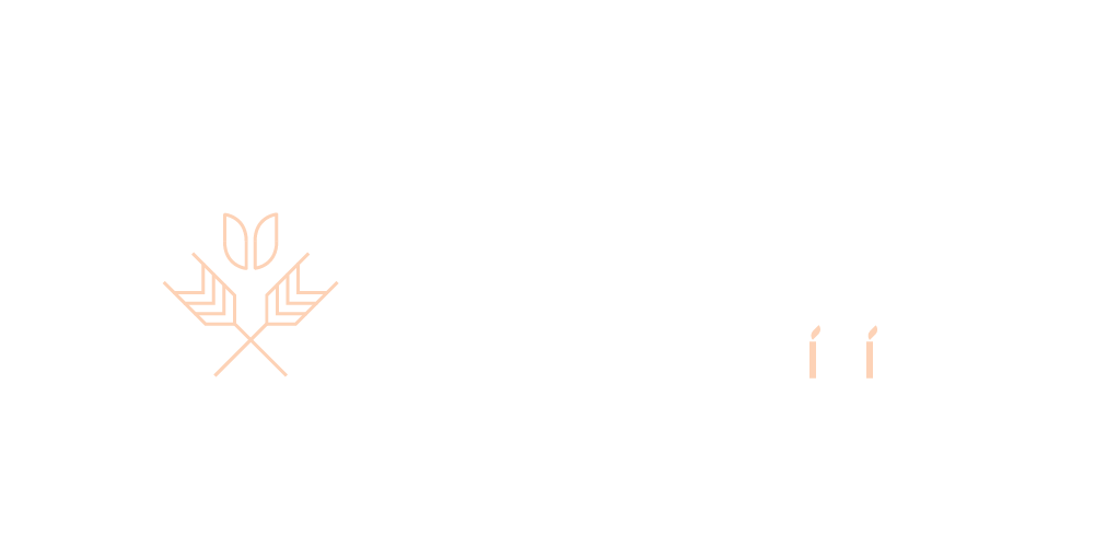 Logo Folwarku Minikowo, wersja jasna prostokątna, wydłużona.